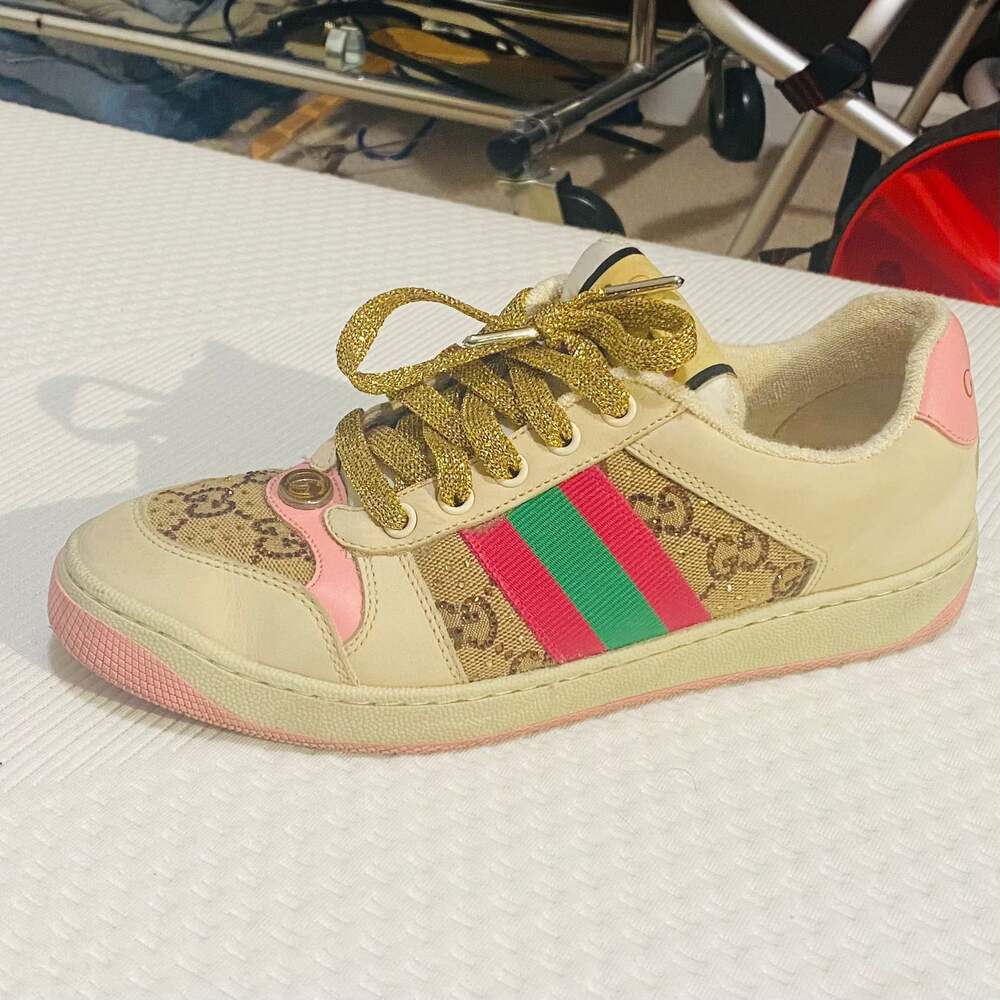 Gucci Screener Crystal GG Canvas & Leather Sneaker size 37